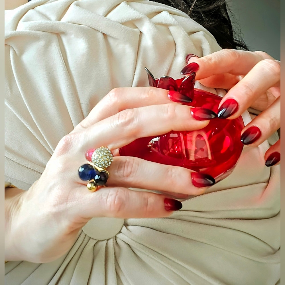 Vintage Gold Ring with Navy, Pink & Purple Jewels